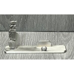 Vintage 1994 GAP Fine Pewter 19th Hole Golf Bag & Ball Business Card Holder